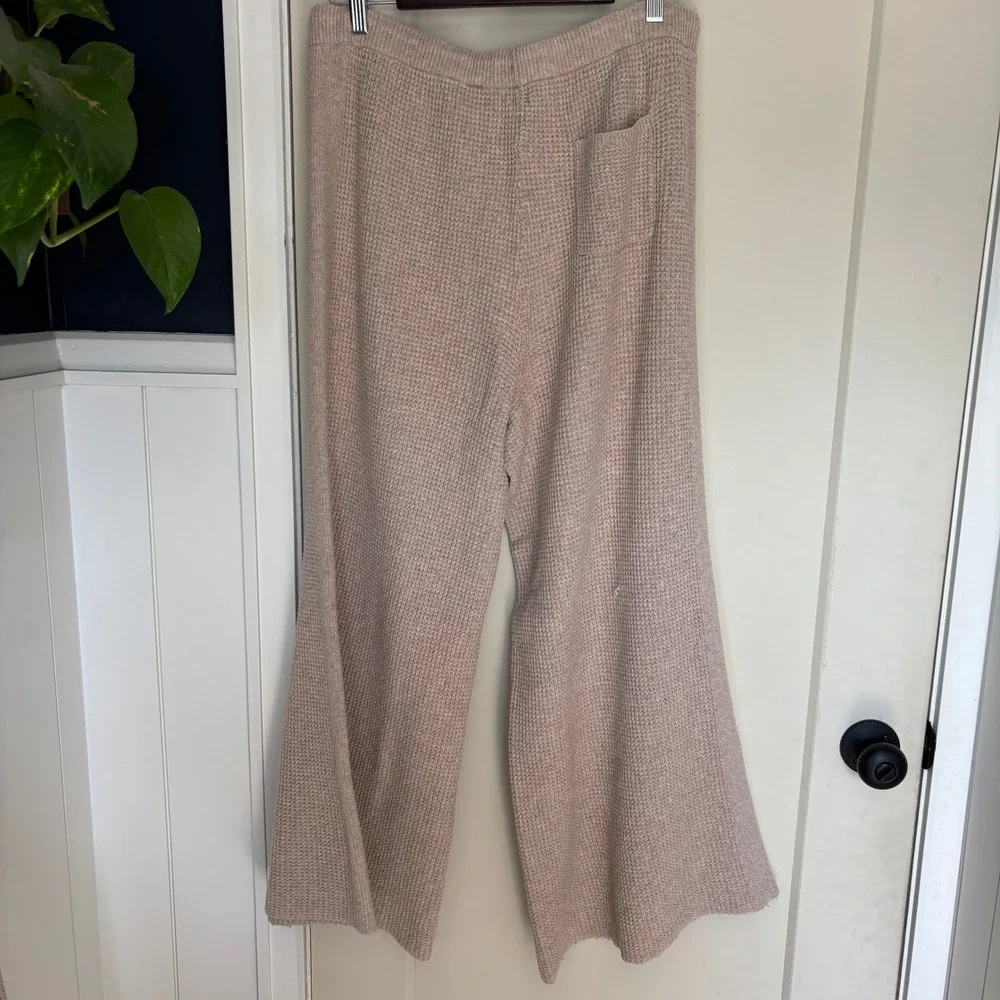 Aerie Cozy Thermal Waffle Knit Lounge Set sweater & wide leg pants L/XL short - Picture 10 of 10